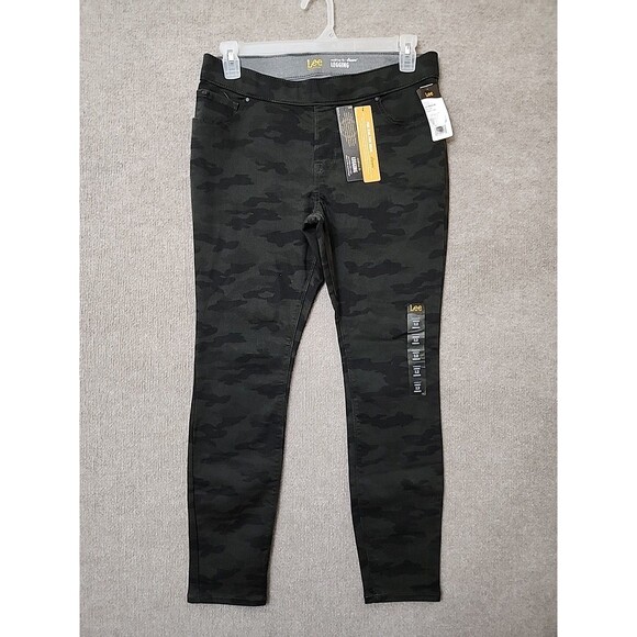 Lee Dream Jean Pull on Legging Womens 12 Forest Camo Stretch NEW - Picture 2 of 11